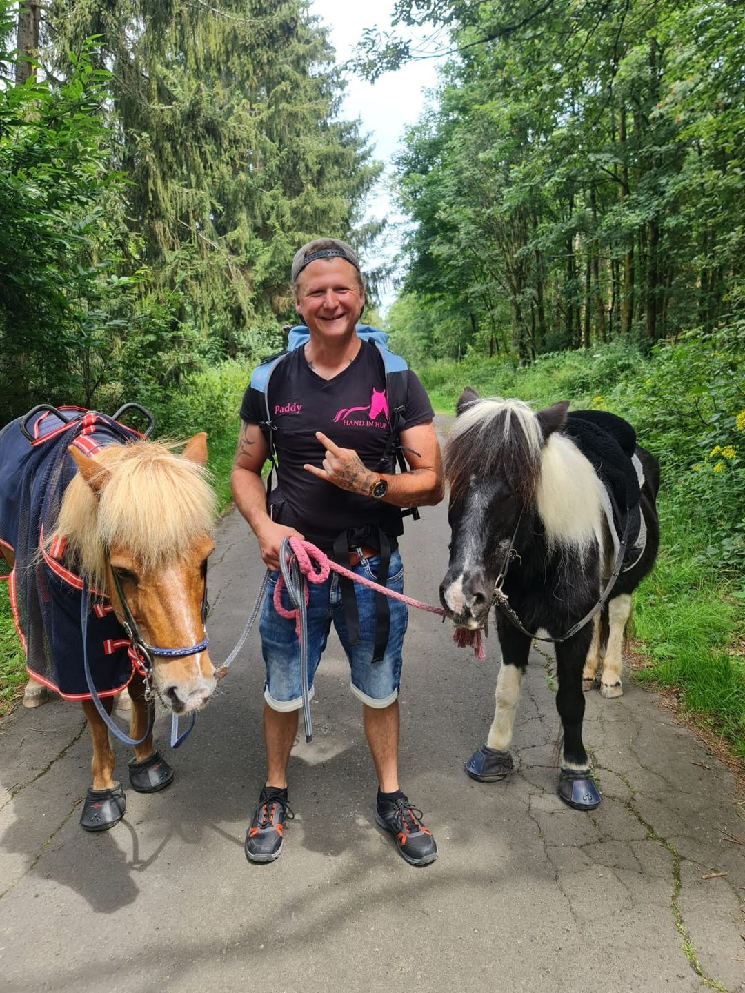 Patrick unterwegs mit zwei Pferden